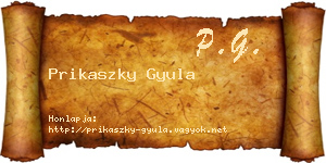 Prikaszky Gyula névjegykártya